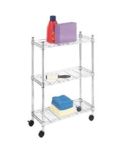 Whitmor Laundry Cart - 3 Shelf - Steel - 22.5in Width x 9.1in Depth x 31.8in Height - Chrome