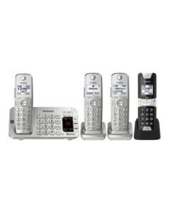 Panasonic Link2Cell Plus Tough Cordless Phone System, Silver/Black, KX-TGE484S2