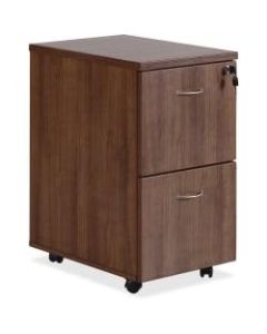 Lorell Essentials 22inD Vertical 2-Drawer Mobile Pedestal File Cabinet, Walnut