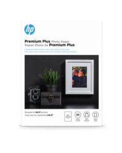 HP Premium Plus Photo Paper for Inkjet Printers, Glossy, 5in x 7in, 80 Lb., Pack Of 60 Sheets (CR669A)