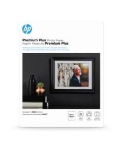 HP Premium Plus Photo Paper for Inkjet Printers, Soft Gloss, Letter Size (8 1/2in x 11in), 80 Lb., Pack Of 25 Sheets (CR671A)