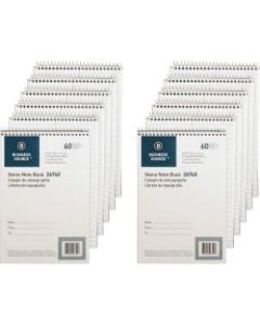 Business Source Wirebound Steno Notebook - 60 Sheets - Wire Bound - 15 lb Basis Weight - 6in x 9in - White Paper - 12 / Pack