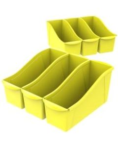 Storex Large Book Bins, Medium Size, Yellow, Pack Of 6