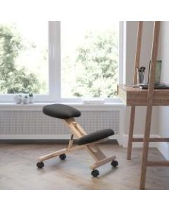 Flash Furniture Wood Mobile Ergonomic Kneeling Chair, Black/Brown