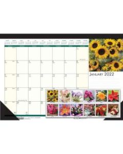 House of Doolittle EarthScapes Flowers 18-1/2in Desk Pad - Julian Dates - Daily, Monthly, Weekly, Yearly - 1 Year - January 2022 till December 2022 - 1 Month Single Page Layout - 18 1/2in x 13in Sheet Size - 1.50in x 1.87in Block - Headband - Desk Pad