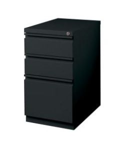 WorkPro 23inD Vertical 3-Drawer Mobile Pedestal File Cabinet, Metal, Black