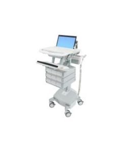 Ergotron StyleView - Cart - for notebook / keyboard / mouse (open architecture) - medical - aluminum, zinc-plated steel, high-grade plastic - gray, white, polished aluminum - screen size: 17.3in wide - output: AC 120 V - 40 Ah - TAA Compliant