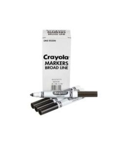 Crayola Washable Broad Line Markers, White Barrel, Black Ink, Pack Of 12 Markers