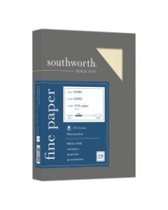 Southworth 25% Cotton Linen Business Paper, 8 1/2in x 11in, 32 Lb, 55% Recycled, FSC Certified, Ivory, Box Of 250