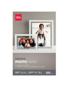 Office Depot Brand Premium Photo Paper, Glossy, 4in x 6in, 9 Mil, Pack Of 100 Sheets