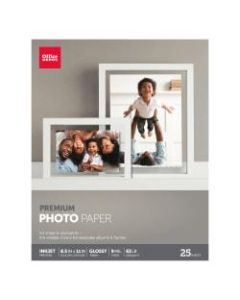 Office Depot Brand Premium Photo Paper, Gloss, Letter Size (8 1/2in x 11in), 9 Mil, Pack Of 25 Sheets