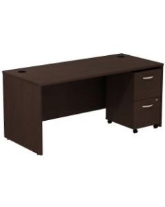 Bush Business Furniture Components Desk With 2-Drawer Mobile Pedestal, Mocha Cherry, Standard Delivery