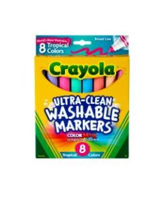 Crayola Washable Markers, Broad Line, Assorted Tropical Colors, Box Of 8