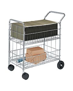 Fellowes Chrome Mail Cart, 150 Lb. Capacity