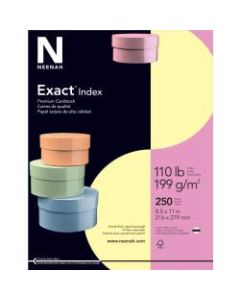 Neenah Exact Index Card Stock, 8 1/2in x 11in, 110 Lb., Canary, Pack Of 250 Sheets