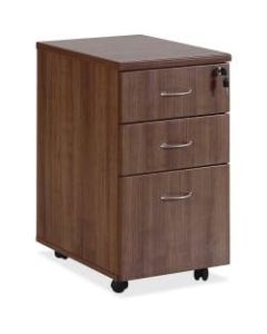 Lorell Essentials 22inD Vertical 3-Drawer Mobile Pedestal File Cabinet, Metal, Walnut