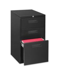 Lorell 22inD Vertical 3-Drawer Mobile Pedestal File Cabinet, Metal, Black