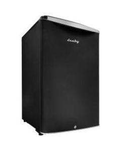 Danby 4.4 Cu.ft. Compact Refrigerator - 4.40 ft³ - Auto-defrost - Reversible - 4.40 ft³ Net Refrigerator Capacity - 268 kWh per Year - Black - Metallic - Steel Shelf, Chrome Handle, Rubber Grip