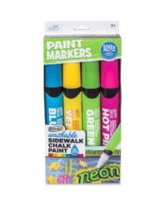 RoseArt Washable Sidewalk Chalk Paint Markers - Jumbo Marker Point - Blue, Hot Pink, Lime Green, Neon Yellow - 4 / Pack