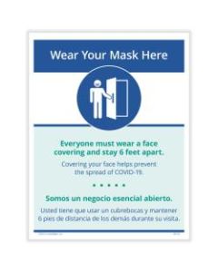 ComplyRight Coronavirus And Health Safety Posting Notices, Wear Your Mask Here, English, 8-1/2in x 11in, Set Of 3 Notices